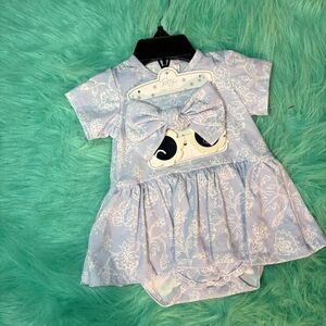 Lovely Light Blue Floral Baby Dress Set